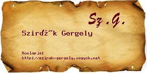 Szirák Gergely névjegykártya